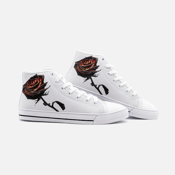 Burning Rose Unisex High Top Canvas Shoes